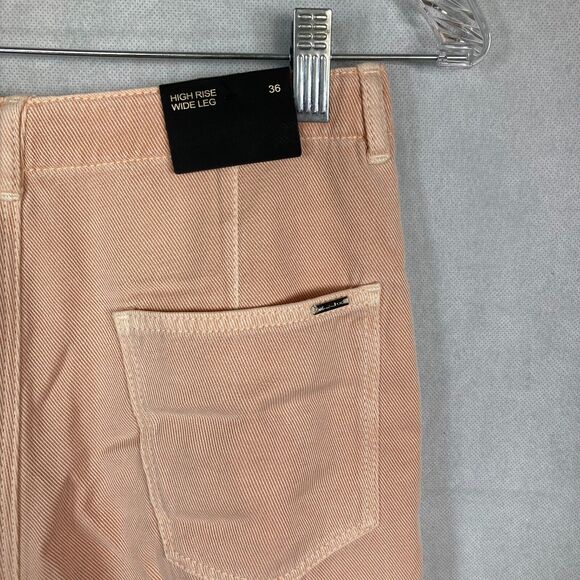NWT Massimo Dutti Jeans Womens Sz 4 Light Peach Pink Corduroy High Rise Wide Leg - Picture 4 of 9